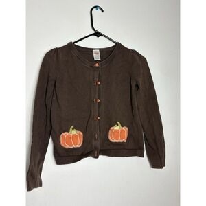 Gymboree Big Girls 12 Chocolate Brown Pumpkin Buttons Sweater Cardigan Fall Y2K